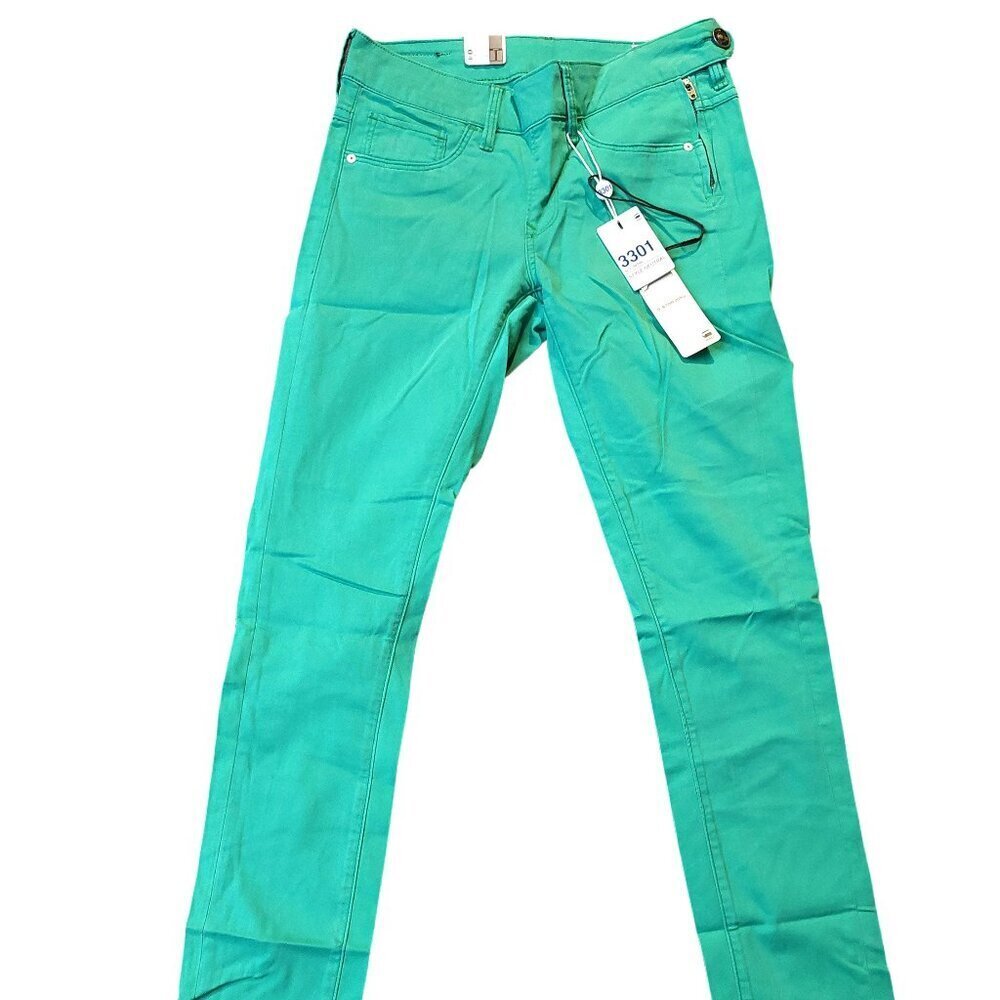 Retro Vintage G-Star 3301 Green Super Skinny Jeans Pants Trousers Sz 25 NWT